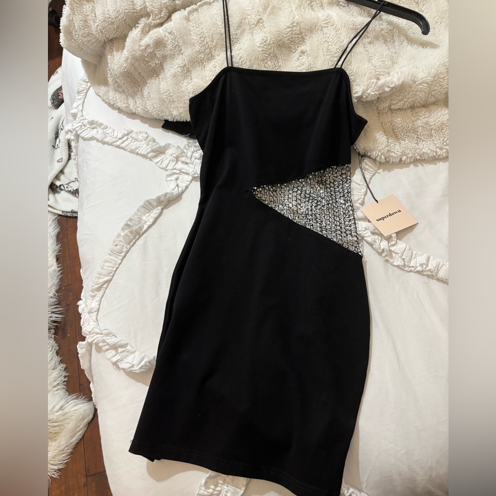 BRAND NEW mini black sequined dresss